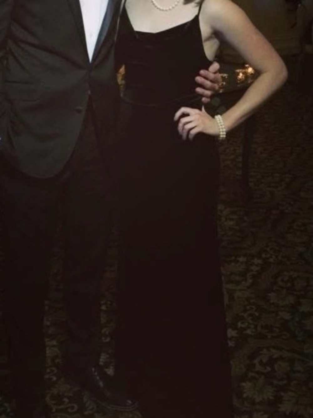 Lulu's Black Velvet Spaghetti Strap Wedding Guest Dress